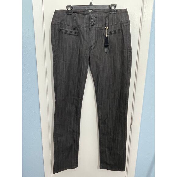 BCBGMaxazria Tuxedo Denim Pants Size 32 Charcoal High Rise Skinny Dressy NWT - Picture 1 of 8